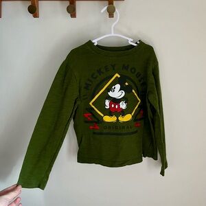 GAP Green Mickey Mouse Long Sleeve Tee